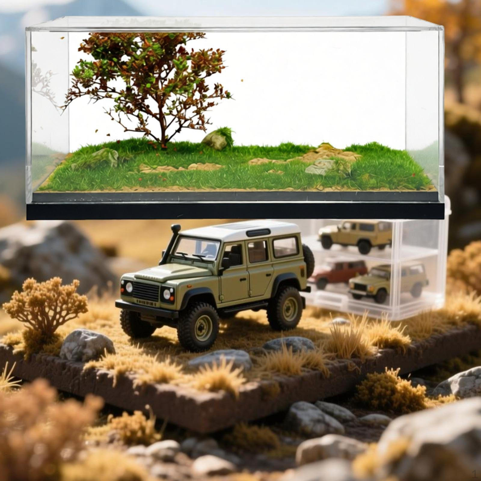 Витрина для машинок 1/64, витрина, орнамент, пылезащитная крышка, микро-ландшафтный декор, сцена диорамы