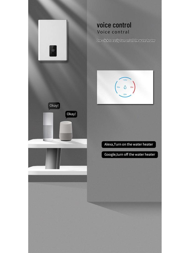 Intelligenter WiFi-Sprachgesteuerter 40A Touchscreen Durchlauferhitzerschalter (US-Standard 20A)