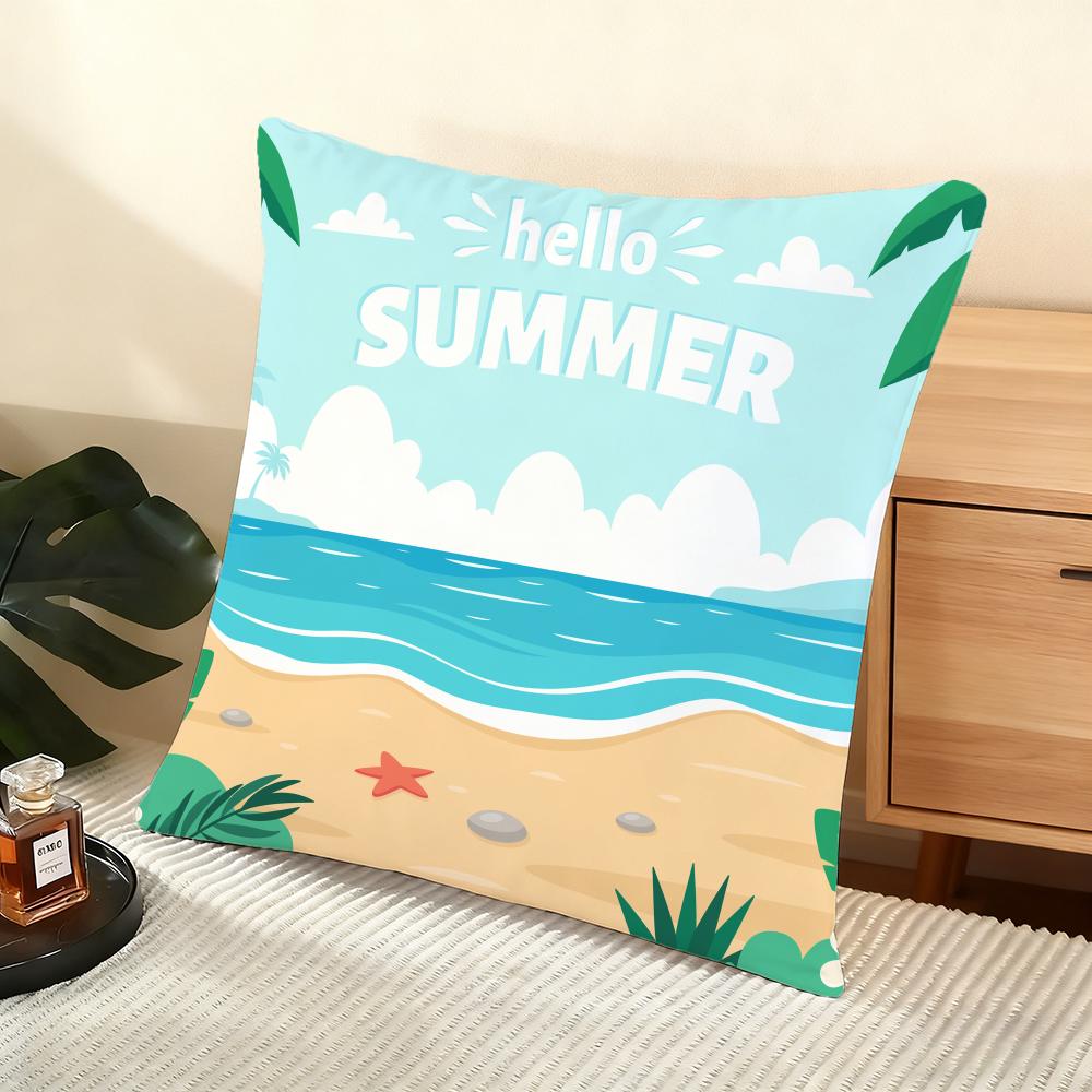 Summer Cushion Cover Soft Short Plush Pillow Cover Smooth Cozy Texture Aesthetic Cushion Case Home Decor