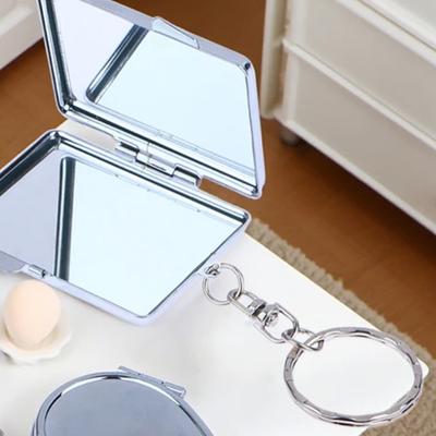Round Heart Oval Square Shape Double Sided Cosmetic Mirror Metal Folding Keychain Makeup Mini Mirror