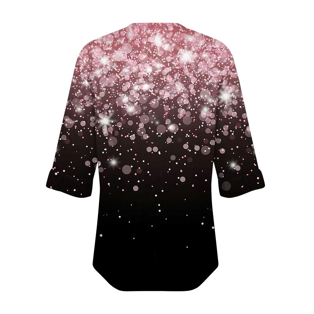 Women's Casual 3/4 Sleeve Tops Summer Square Neck T Shirts Ruffle Loose Fit Tunic Blouses