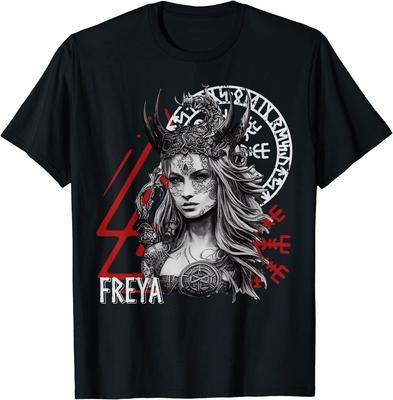 Norse Myth Goddess Freya Scandinavian Nordic Warrior T-Shirt 100% Cotton O-Neck Short Sleeve Summer Casual Mens T-shirt - Men...