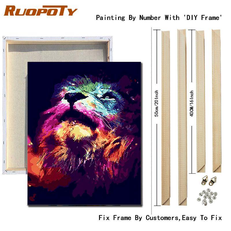

Ruopoty DIY Рамка Животные DIY Картины по номерам Акриловая картина Современная настенная живопись на холсте Уникальный подарок Домашнее произведение искусства 40x50 см