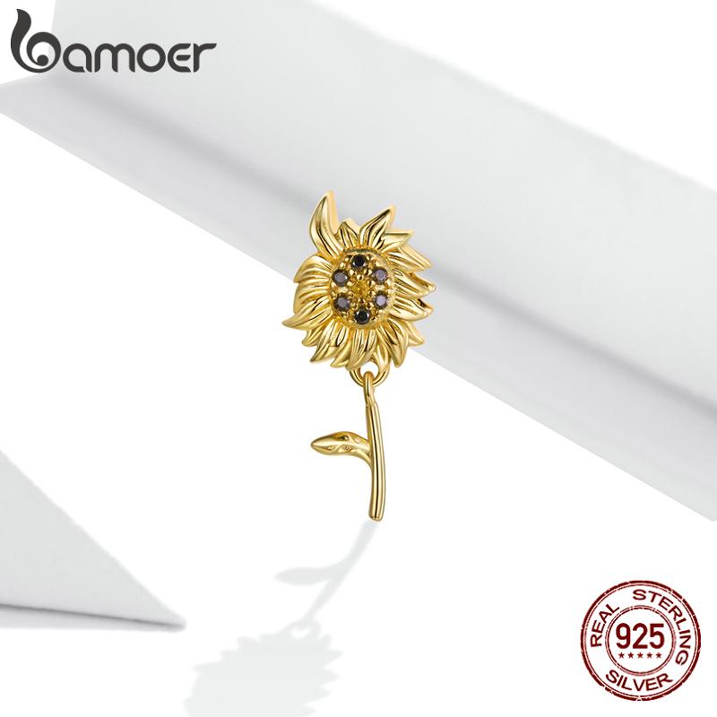 

BAMOER стерлингового серебра 925 пробы блестящий циркон Подсолнух Шарм бусины для оригинальных 3 мм браслетов и ожерелья серебряный