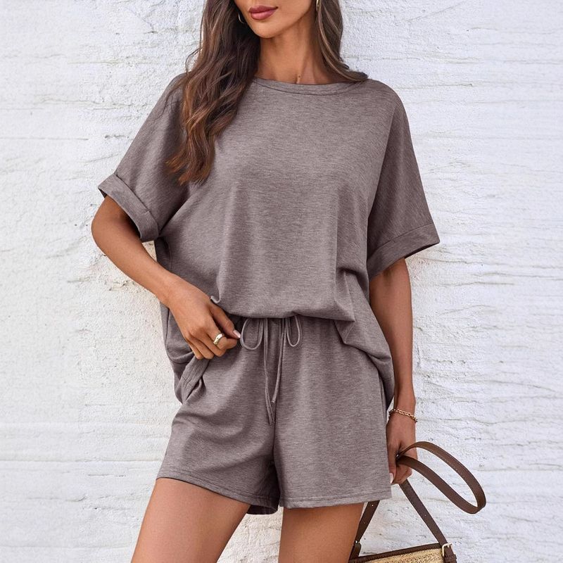 Women 2 Piece Outfits Short Sleeve Tops and Shorts Casual Suit Female