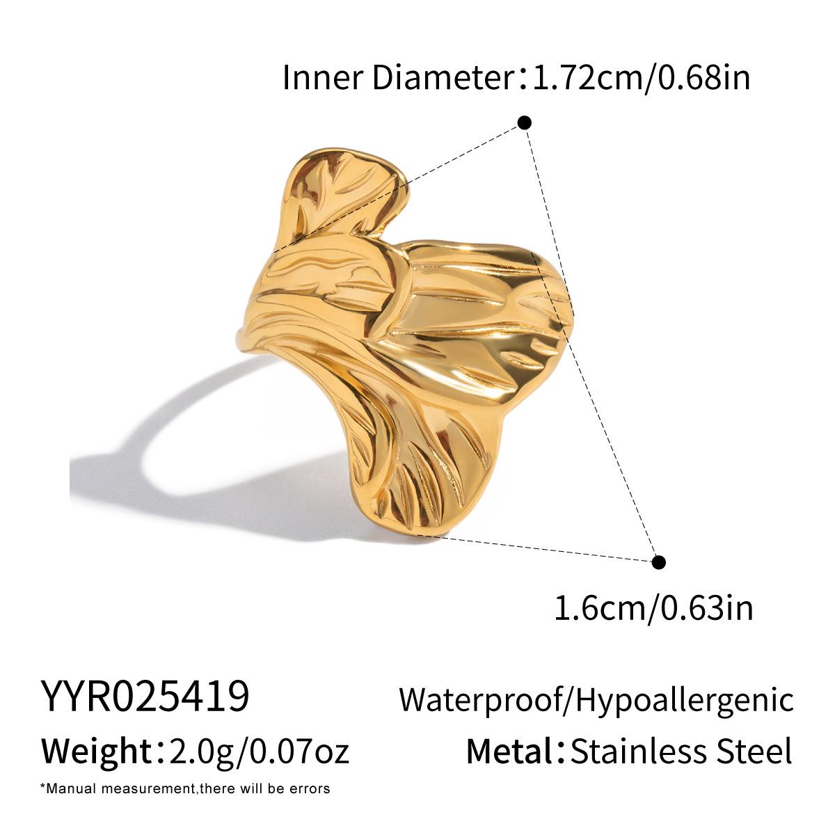 Открытое кольцо Xia Ling из нержавеющей стали с покрытием 18 карат, дизайн с цветами и листьями