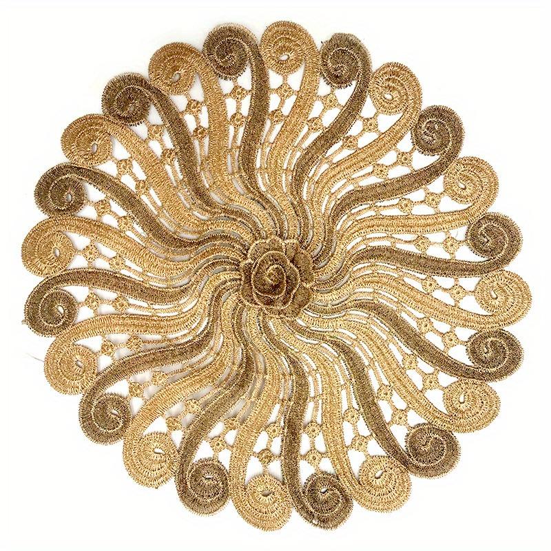 1PC Luxury European Lace Embroidery Placemat Handmade DIY Embroidered Cloth Flower Table Coaster Tray Cushion Tablecloth.