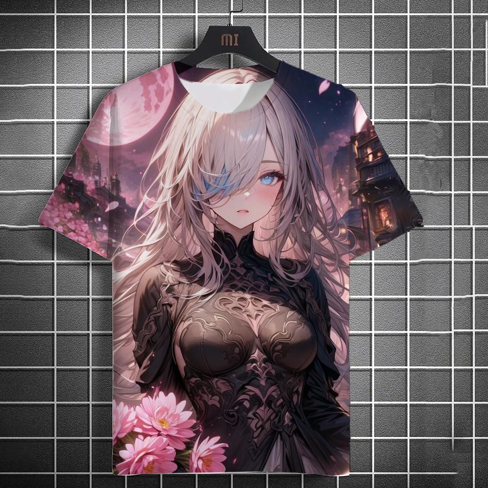Summer Fashion Anime Girl 3D Print T-Shirts Streetwear Men Casual Oversized O-Neck Short Sleeved Tees Tops Clothing