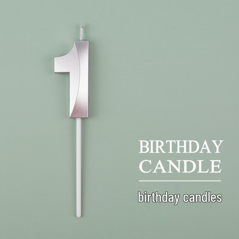Gold and Silver Number Candles for Birthday Cakes - Pink Exquisite Design