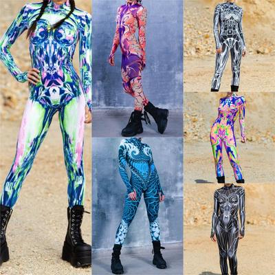 3D Digital Printing Stage Performance Costumes Adults Halloween Events Carnival Theme Party Cosplay Outfit Pretend Game Jumpsuit