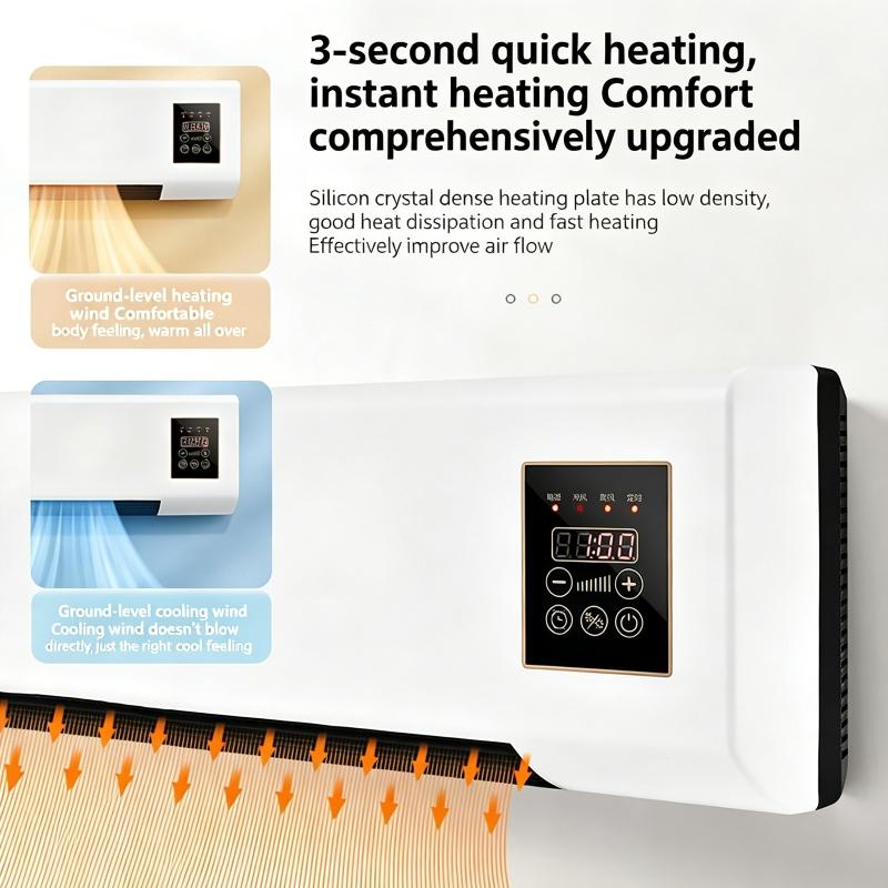 Ventilatore Condizionatore d'Aria Elettrico Montaggio a Parete Facile Temperatura Timer Riscaldamento e Raffreddamento Ventilatore Stufetta Ventilatore con Telecomando