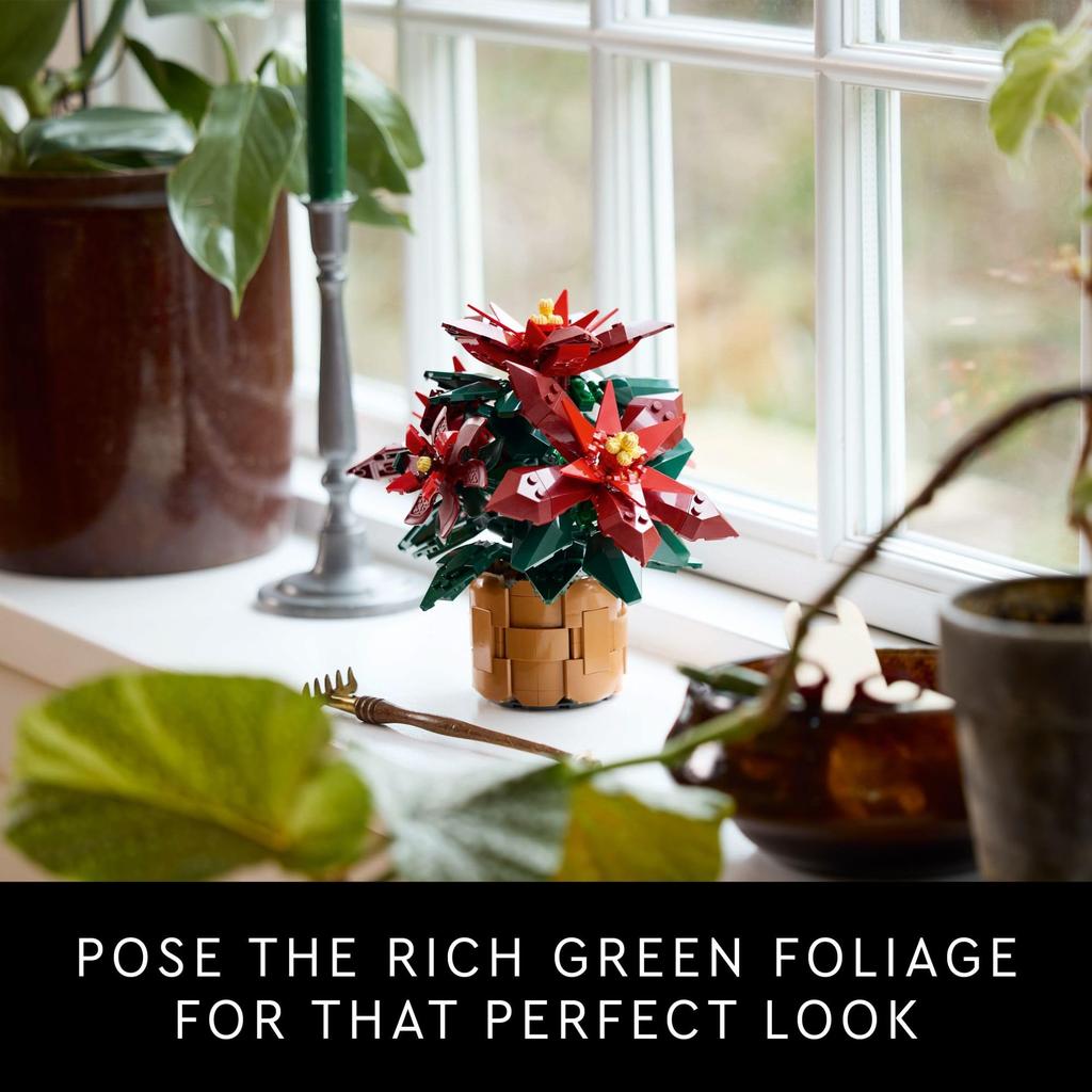 LEGO Botanicals Poinsettia Building Set - Artificial Flower Decoration & Table Centerpiece for Adults 18+ - 10370