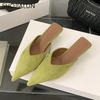Fashion SUOJIALUN 2024 Autumn New Brand Women Sandal Shoes Fashion Pointed Toe Shallow Slip On Slingback Shoes Thin Low Heel Pumps