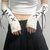 New Thicken Arm Sleeves Bowknot Solid Color Knitted Gloves Y2K Soft Arm Warmers Female