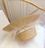 202601-nu Ins Chic Summer Handmade Straw Pearl Ribbon Feather Decoration Model Show Holiday Lady Beach Cap Leisure Sun  Hat