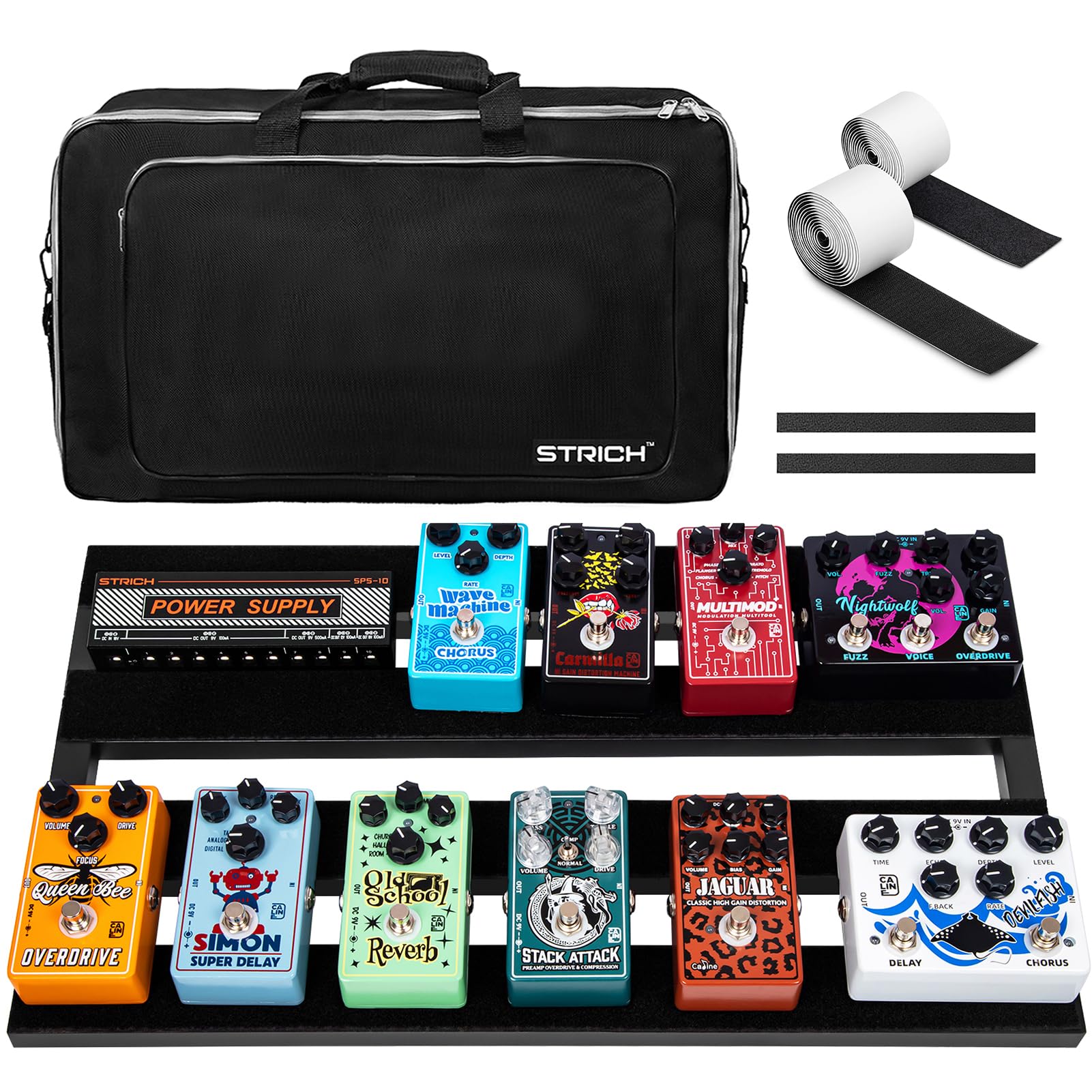 

STRICH Guitar Pedal Board, 56 x 32cm Aluminum Alloy, with Carry Bag, 1.21kg Lightweight Effects Guitar Pedal Board, Standard 22 (Angled)