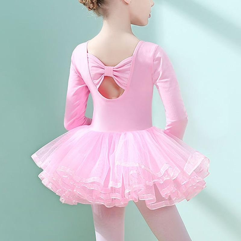 

Детское балетное тренировочное платье с открытой промежностью и длинными рукавами, танцевальное платье, юбка-пачка