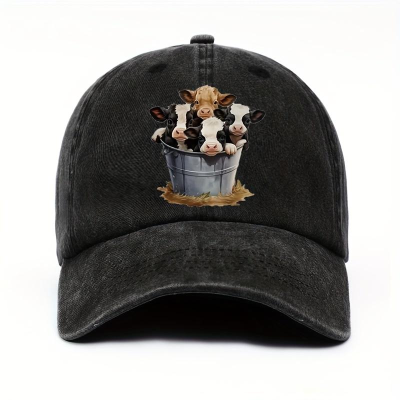Cute cow print baseball cap with adjustable brim for outdoor sun protection and casual duckbill cap suitable for men and women
