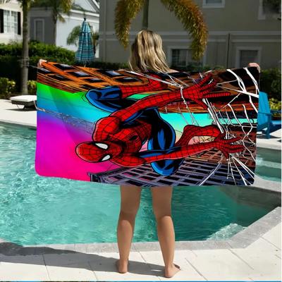 Marvel Spider-Man Druck Strandtuch, Superhelden Poster Schnelltrocknendes Handtuch, Geeignet für Schwimmbad Strand Ideal für Badezimmerhandtücher