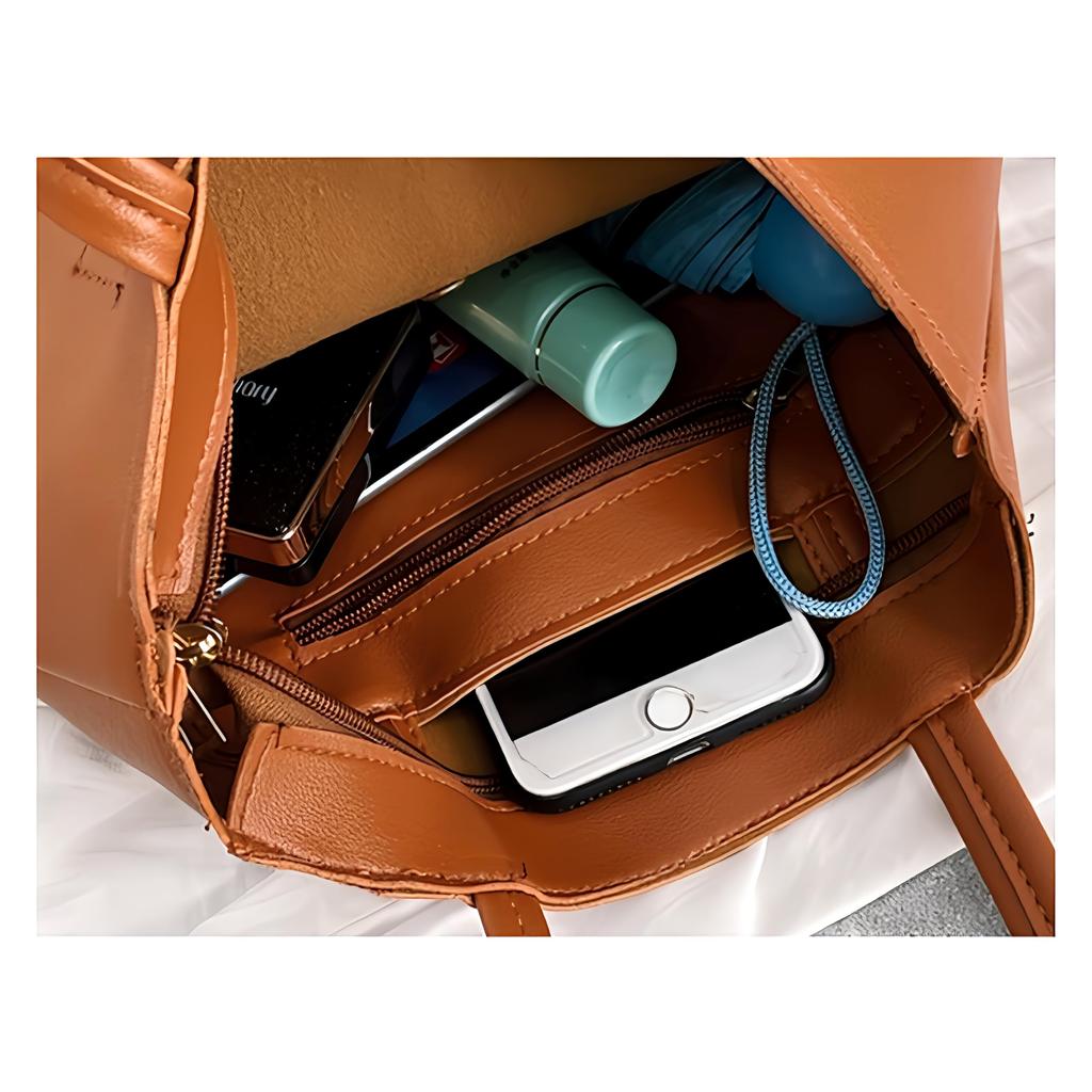 Lotte Lacca A4 Tote Bag, Vertical, Women's, Large, Simple, Cute, Slim, Solid PU Leather Tote Bag (Black)