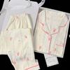 Spring And Autumn Pajamas Simple Wind Cloud Cotton Long Sleeve Pants Strawberry Printed Homewear Set Real Shoot