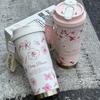Lily of the Valley Double-Wall Thermos Cup with Straw - Student & Car Friendly