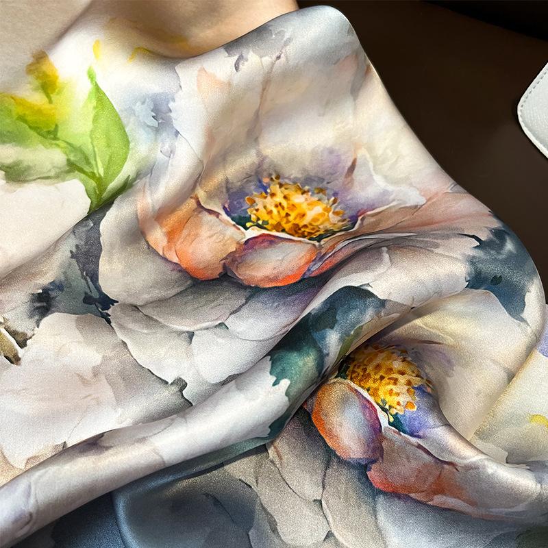 100% Natural Real Silk Scarf Women Shawls Wraps for Ladies Scarves Bandana Summer Satin Flower Foulard Femme Square Scarfs Hijab
