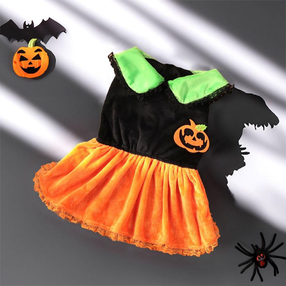 Pumpkin Pattern Halloween Dog Costume Creative Pet Cosplay Costume Dog Pumpkin Dress Cosplay Party
