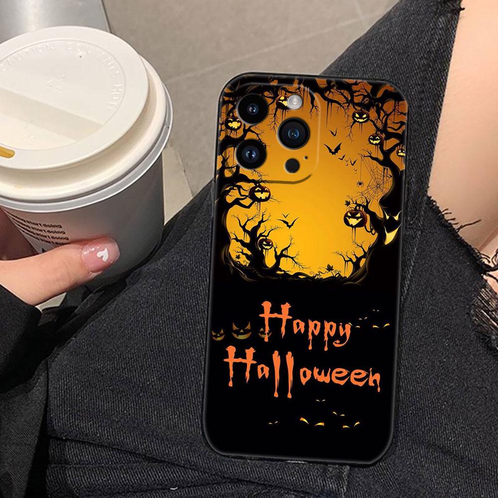 Halloween Pumpkin Bat Cover Phone Case For iphone Apple 17 AIR 16E 16 15 14 13 12 11 Pro XR Max 8 7 Plus TPU Case Funda Shell