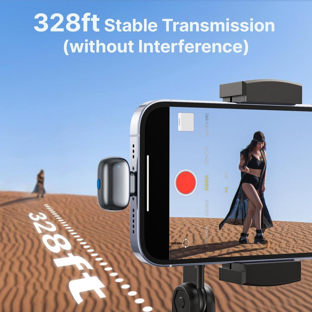 Mini 2 Wireless Lavalier Microphone for Type‑C IPhone No Case, AI Noise Cancel for Vlogging Live Stream Interview Recording Anti-interference Strong