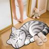 Floor Mat Non-Slip Backing Cat Design Easy Maintenance Versatile Rug Living Room Bathroom Kitchen Home Decor