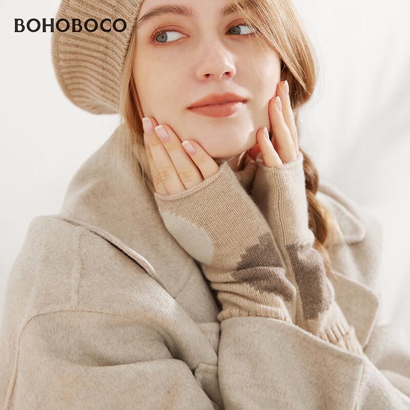 BOHOBOCO Women's 100% Cashmere Half-Finger Gloves