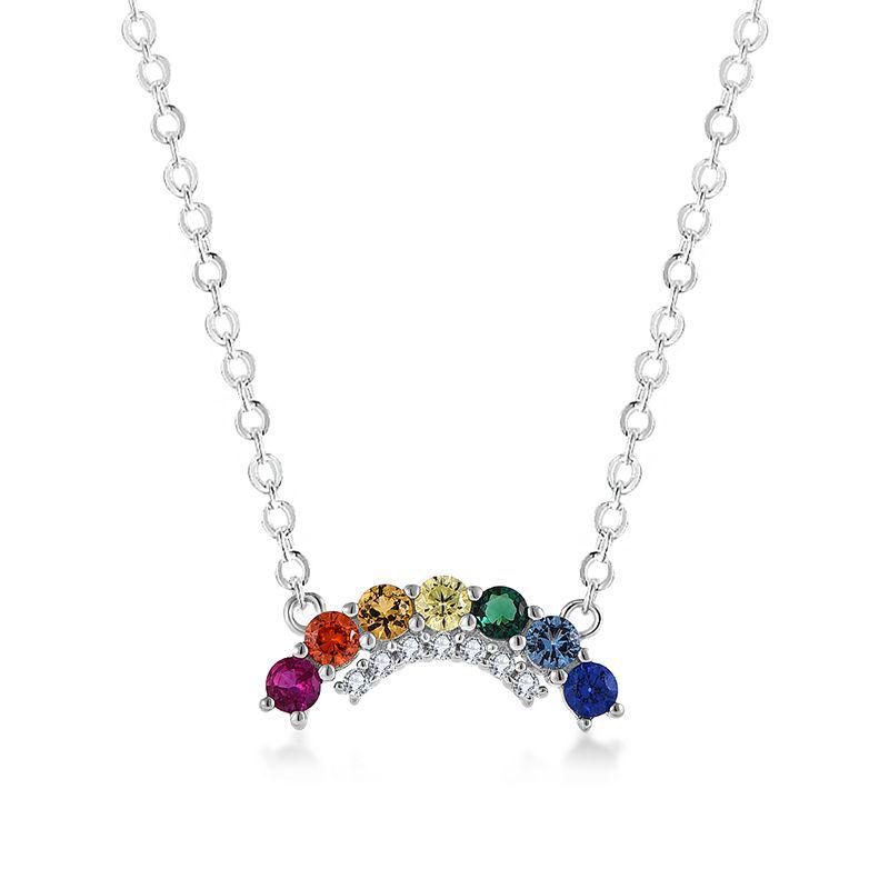 European & American S925 Sterling Silver Colorful Zircon Necklace - Korean Style, Light Luxury, Personalized Clavicle Chain for Women