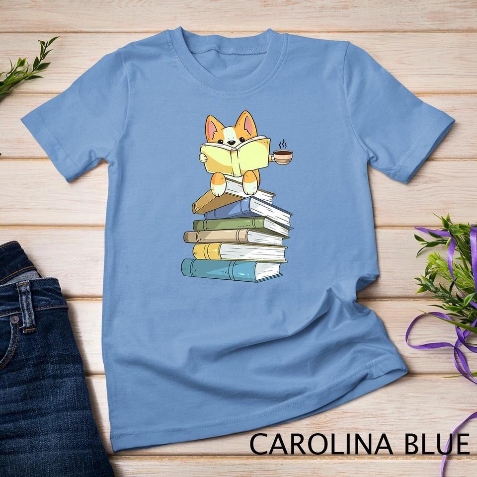 Welsh Corgi Books Coffee - Coffee Dog & Reading Lover Gift Unisex T-shirt 2 M