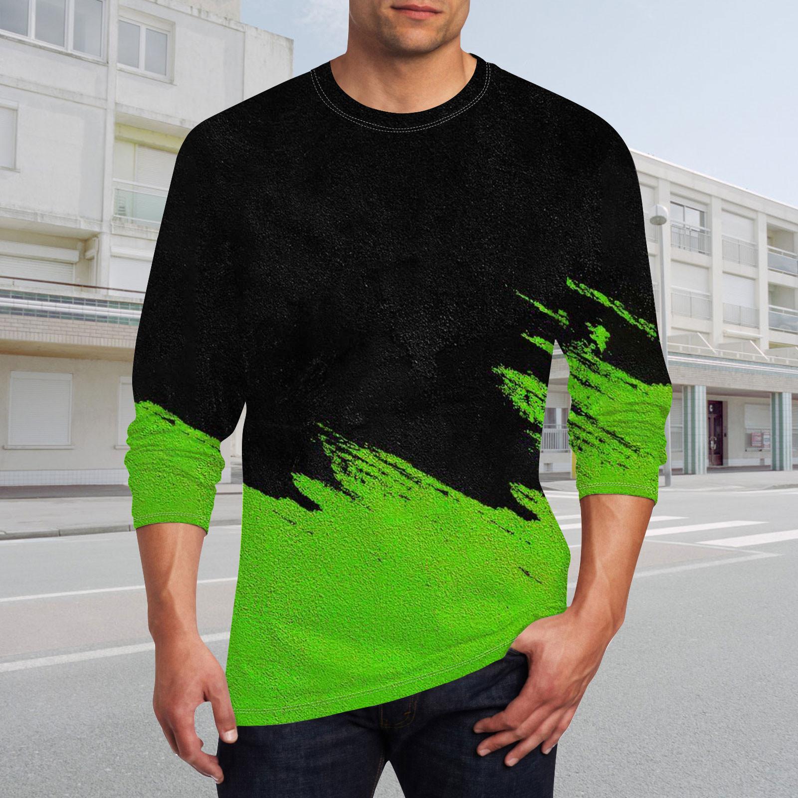 Муж Футболка Круглый вырез Одежда Одежда На открытом воздухе Длинный рукав С принтом Модельер Винтаж M зелёный 1655₽