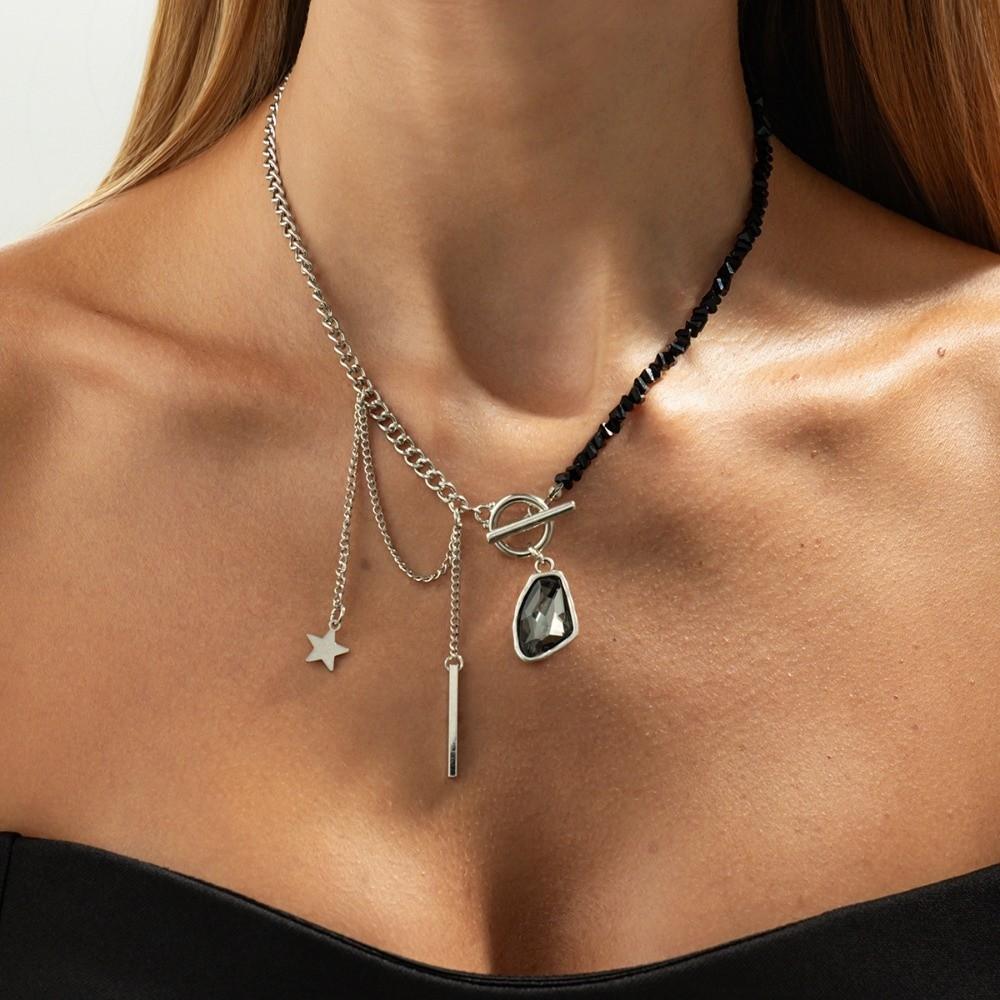 CCB Beads Black Zircon Necklace Irregular Choker Necklace Women Accessories