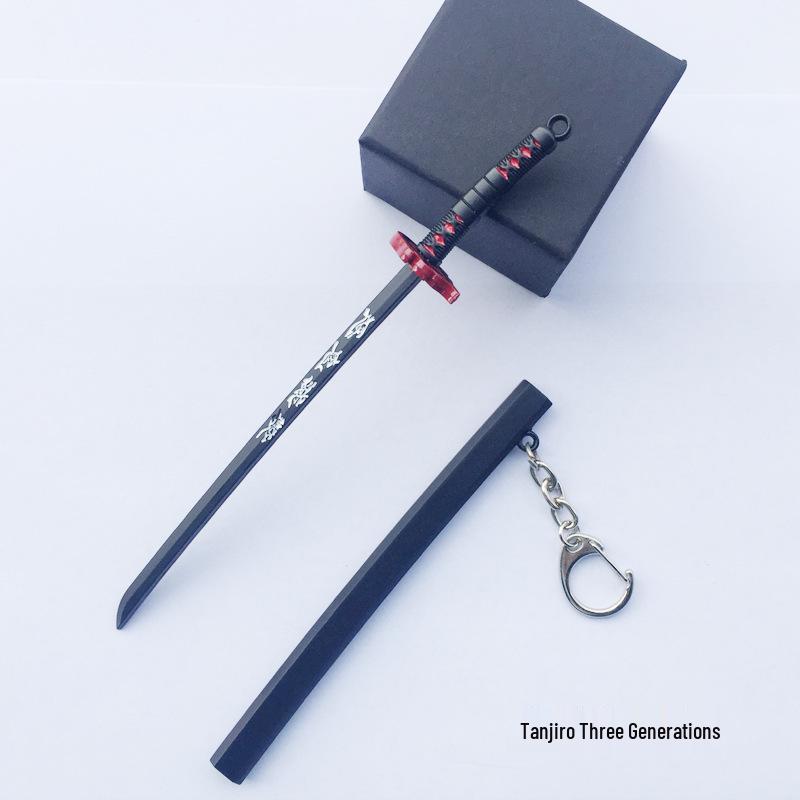 Demon Slayer Nichirin Sword Keychain: Tanjiro, Giyu, Shinobu Alloy Model with Sheath, 17cm