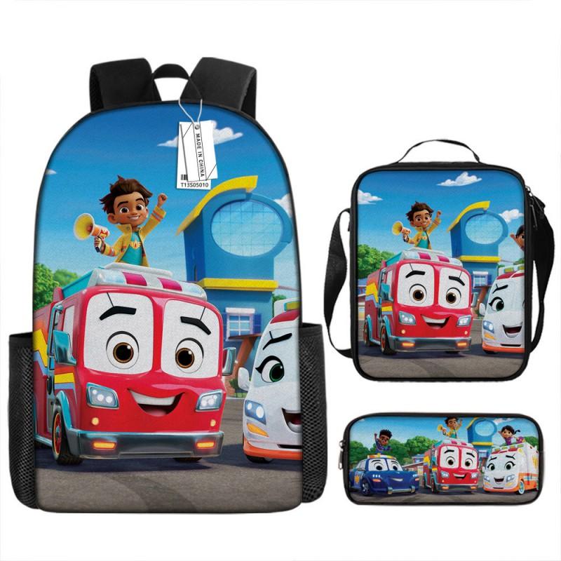 Kids Cartoon Backpack Set School Large Capacity Oxford Fabric 3-Piece With Crossbody Bag Pencil Case