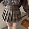 Petite High Waist A-Line Retro Plaid Wool Blend Skirt - Thickened Coffee Color for Autumn/Winter 2025