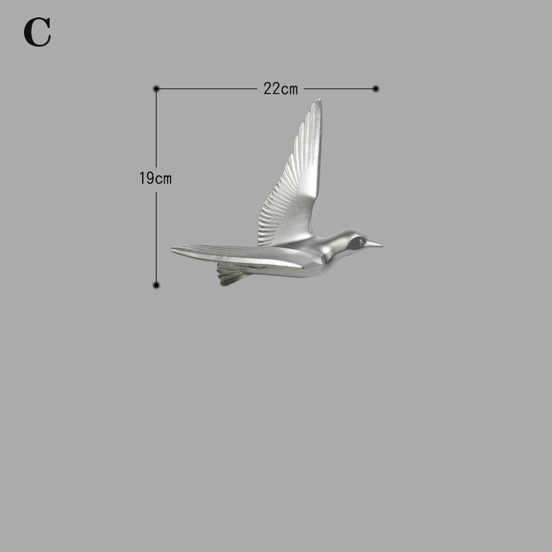 3D resin bird wall decorations three-dimensional wall stickers white gold bird statue living room TV sofa background wall art