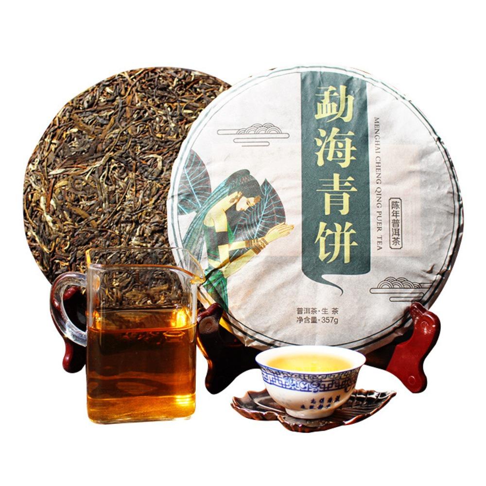 Bingdao Gamla Träd Pu-erh Te Kaka Yunnan Grön 357g