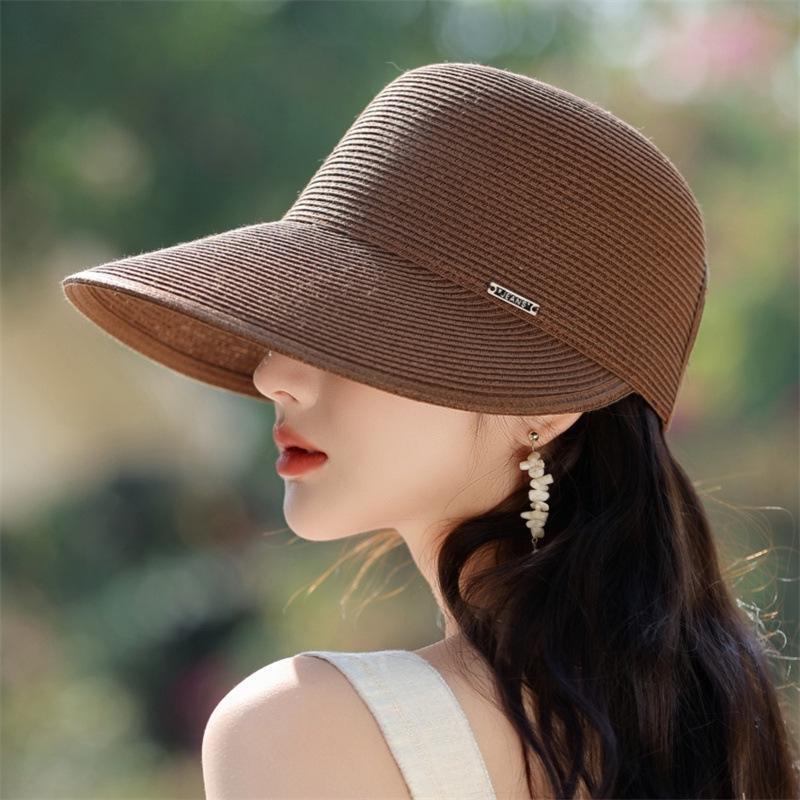 

Women s Japanese Style Wide Brim Straw Hat - Summer Sun Protection for Outdoor Travel & Riding One size кавовий