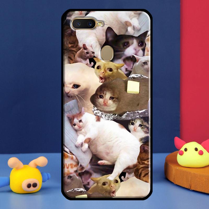Crying Cat Memes And Dog Case For Oppo A96 A76 A16 A74 A94 A54 S A57 A77 A58 A78 A98 A5 A9 A91 A15 A17 A52 A72 Cover