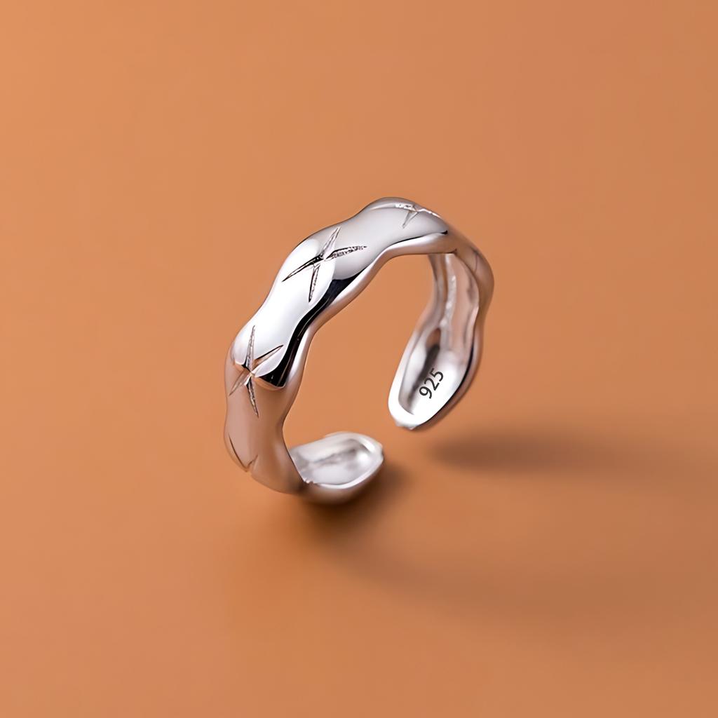 Sam Panda 925 Rings for Women Simple Geometric Handmade Irregular Retro Ring Gold Zircon Allergy For Birthday Gift