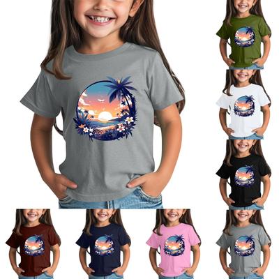 Children's Fashion Daily Printed Round Neck Short Sleeved Casual T-shirt Top