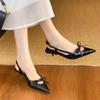 Fashion Pointed Toe Female Low Heel Footwear Pumps Shoes For Women Buckle Strap Fashion Butterfly-Knot Ladies Heeled Shoes Slingbacks