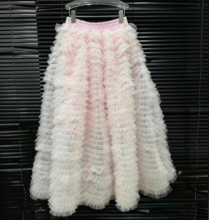 Women s Versatile Mesh Layered Ruffly Skirt - Autumn/Winter Design S