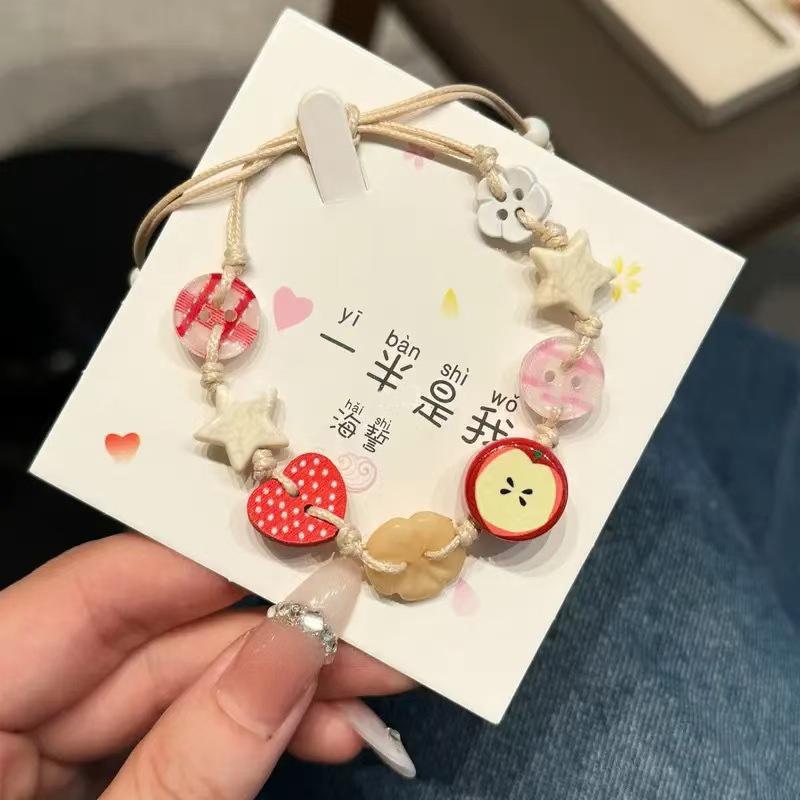 Vintage Star Ceramic Braided Rope Bracelets For Women Girls Sweet Bohemian Style Adjustable Bangles Jewelry Accessories Gifts
