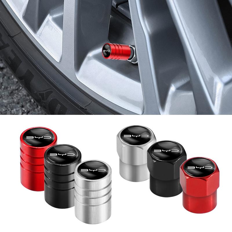 4PCS Metal Alloy Car Wheel Tire Valve Stem Caps For BYD F3 E6 Yuan Plus Atto F0 G3 I3 Ea1 Song Max Tang Dmi F3 2din 2014 G6 Qin