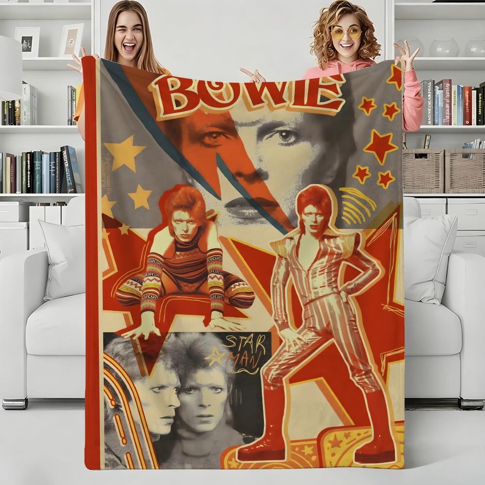 Music D-David Bowie Throw Flannel Blanket Perfect for Sofa Office Bed Travel Sleep Read Relax Camping Four Season Use
